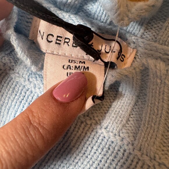 Sincerely Jules Light‎ Blue Oui Cropped Sweater Size M NEW WITH TAG - Picture 4 of 7